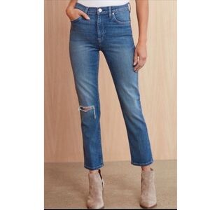 HUDSON Jeans Barbara Straight with Knee Distress Blue Size 28